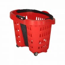Koszyk na zakupy sklepowy plastikowy czerwony, na kółkach