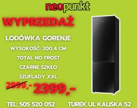 Lodówka Gorenje 200cm czarne szkło