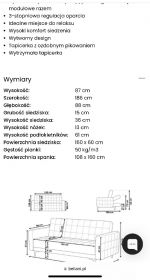 2 kanapy rozkładane, regulowane oparcie