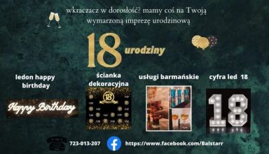 Ścianka dekoracyjna,na 18-stkę,cyfra led