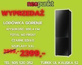 Lodówka Gorenje 200cm czarne szkło
