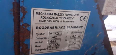 Śrutownik Ssąco Tłoczący DOZAMECH 15 KW