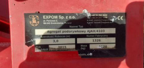 Agregat Ścierniskowy Gruber Zrywacz EXPOM 3 m Talerze Wał