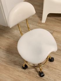 Fotel kosmetyczny / taboret z oparciem – biały ze...