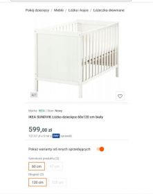 Łóżeczko dziecięce z komodą