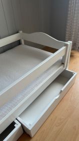 Łóżko białe drewniane dziecięce 180x90 szuflady...