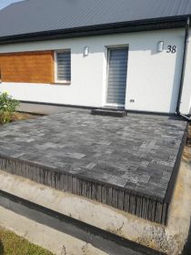 Prace brukarskie, układanie kostki brukowej