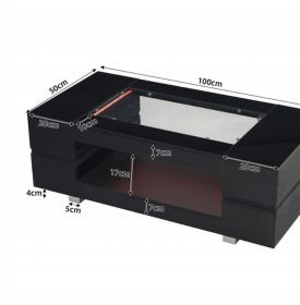 Czarny stolik kawowy LED z aplikacją Bluetooth,