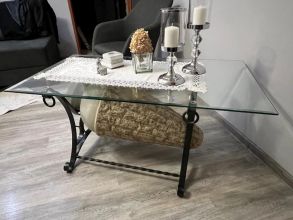 Ława Szklana Stelaż metalowy Stół