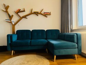 Narożnik z funkcją spania Cornet II Lux Black Red White