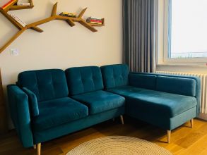 Narożnik z funkcją spania Cornet II Lux Black Red White