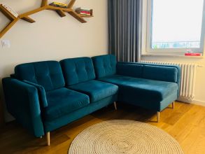 Narożnik z funkcją spania Cornet II Lux Black Red White