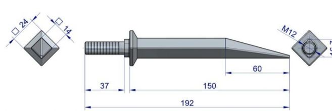 Ząb prosty M12 do brony polowej