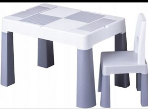 ZESTAW Szary Stolik + Krzesełko TEGA Multi Fun blat LEGO
