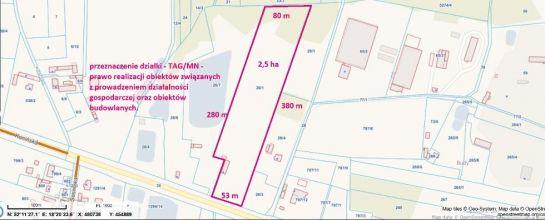 Działka pod działalność - przy drodze 92 gm. Krzymów