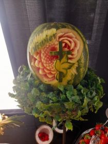 stół owocowy, fontanna czekolady