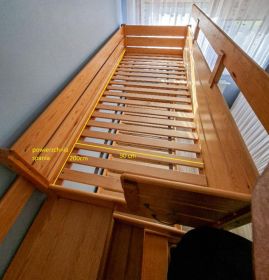Łóżko piętrowe drewniane ze schodami + materace +...